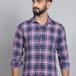 Tanip Men Sheer Checked Casual Shirt-image-21