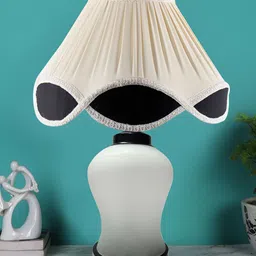 Devansh White Glass Traditional Abstract Shaped Table Lamp image 1