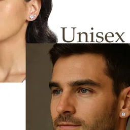 Young & Forever Unisex Sterling Silver Plated Crystals Studded Circular Shaped Studs image 2