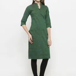Enchanted Drapes Mandarin Collar Pure Cotton Striaght Kurta-image-0