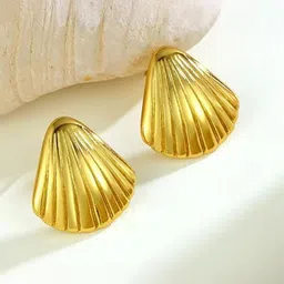DressBerry 18K Gold-Plated Stainless Steel Seashell Shaped Studs-picture-34