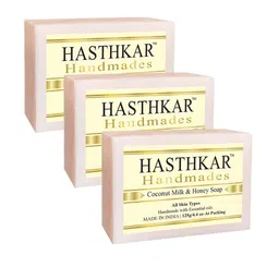 Hasthkar Set Of 3 Handmades Glycerine Coconut Milk & Honey Soap 125gm-picture-39