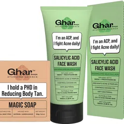 ghar soaps Face Wash & De-Tan Soap Combo | Salicylic Acid + Neem | For Oily, Acne-Prone Skin | Oil Control, Anti-Acne & Tan Removal image 1