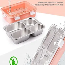 d&d nx 4 Compartment Stainless Steel Lunch Box with 1 Small Bowl Inside 1 Containers Lunch Box image 4