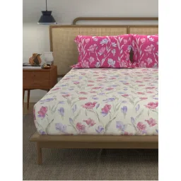 Urban Space Atumn Pink Cotton Bedsheet with 2 Pillow Covers (Queen)-image-30