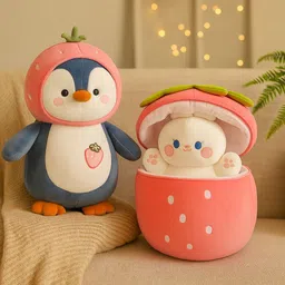 Hidden Bunny In Fruit and Pink Penguin Soft Stuffed toys for Kids/Birthday gift - 35 cm-image-16