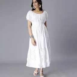 cherimoda Women Fit and Flare White Midi/Calf Length Dress-picture-21