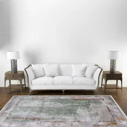 apco Green Abstract Polypropylene 5 ft x 7 ft Machine Made Carpet-picture-36