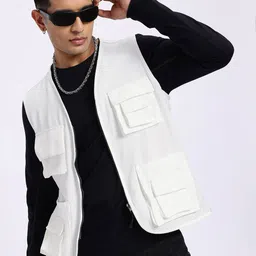 glitchez Mesh Moment Colorblock Cargo-Pocketed Gilet Jacket-picture-31