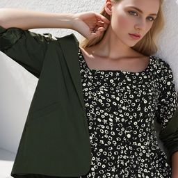 RARE Black Abstract Printed Puff Sleeve Peplum Crop Top-picture-24