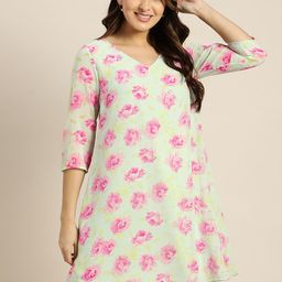 Qurvii Floral Georgette A-Line Mini Dress-picture-29