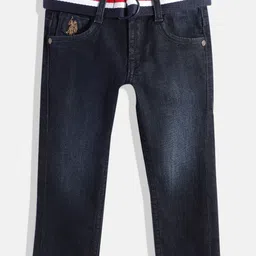 U.S. Polo Assn. Kids Boys Slim Fit Mid-Rise Light Fade Stretchable Jeans With Belt-picture-23