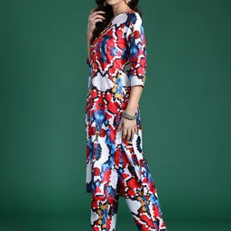 Indo Era Women Printed Regular Kurta with Trousers image 3