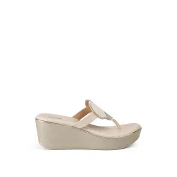 PEPPER Womens Beige Wedges Heels image 2