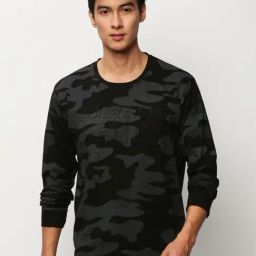 showoffff SHOWOFF Black Slim Fit Camouflage Sweatshirt-picture-8