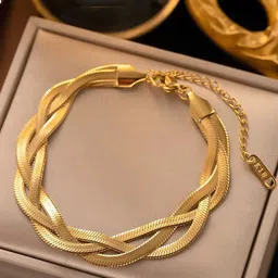 DressBerry Women American Diamond Antique Gold-Plated Wraparound Bracelet-image-85