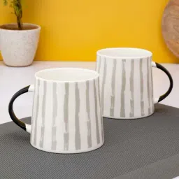 JCPL Fine White & Grey Ceramic Quoted Milk Mug (0.34 L) - Set of 2-picture-27