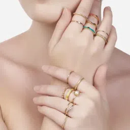 Zaveri Pearls Set of 15 Gold Tone Contemporary Stackable Rings-ZPFK13632-image-62