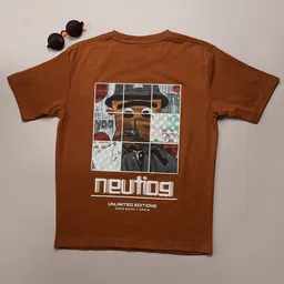 V-Mart Boys Brown Printed Poly Cotton Interlock Round Neck T-Shirt-image-96