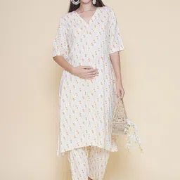 Mine4Nine Women Floral Printed Regular Kurta with Harem Pants image 5