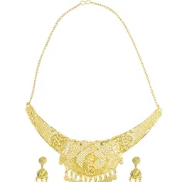 Shining Jewel - By Shivansh Gold Plated Lord Ganesha Design Bridal Jewellery Set-picture-12