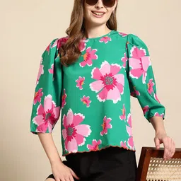 Mast & Harbour Floral Print Puff Sleeve Top-picture-29