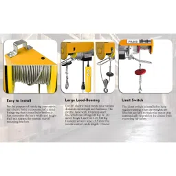 Hartley Mini Electric Wire Rope Hoist Without Trolley 1200 Kg Load Capacity 20 m Wire Length Copper Motor Winding Electric, ‎NS-EH 1200X20 image 4