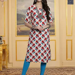 HERE&NOW Women Pack Of 2 Printed Round Neck Straight Kurtas-picture-15