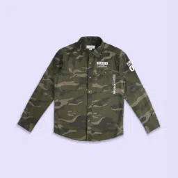 Pantaloons Junior Olive Cotton Camouflage Full Sleeves Shirt-picture-28