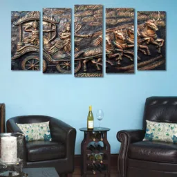 999Store Brown & Black Set of 5 Indian Wall Art-image-72