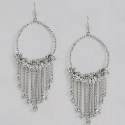 RICHEERA Silver-Toned Circular Drop Earrings-picture-11