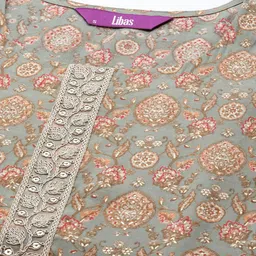 Libas Floral Printed Regular Kurta with Trousers & With Dupatta image 2