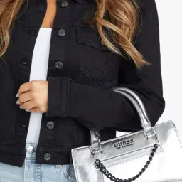 Guess Metallic Silver Mini Satchel with Pouch-picture-27