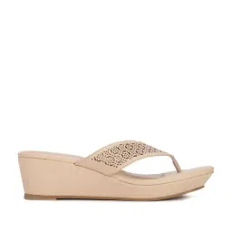 Bata Women's Beige Thong Wedges-picture-22
