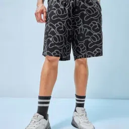 Bewakoof Black Loose Fit Printed Shorts-picture-21