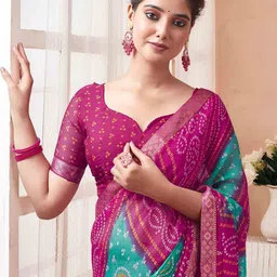 KALINI Bandhani Zari Pure Chiffon Bandhani Saree image 2