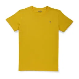 Palm Tree Boys Yellow Cotton Regular Fit T-Shirt-image-46