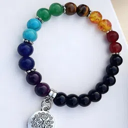 PIXFLIK Men Amethyst & Lapis Lazuli Beaded Elasticated Bracelet-picture-49