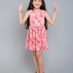 Funshine Girls Tie and Dye Printed Fit & Flare Dress-image-6