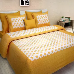 KD PRINTS Yellow & White Geometric 180 TC King Bedsheet with 2 Pillow Covers-image-37