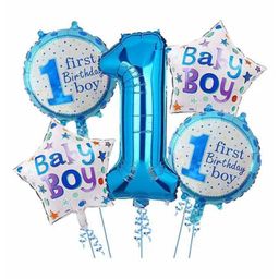 Bubble Trouble Boy 1st Birthday Themed Balloons Blue - Pack of 5-picture-19
