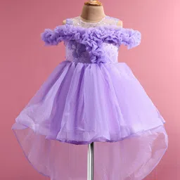Mark & Mia  Sleeveless Ruffle &  Frills Party Frock with Floral Lace Detailing - Lavender-picture-14