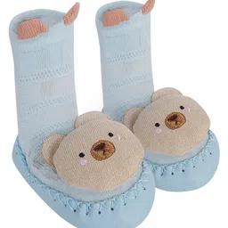 Kidofash Cotton Teddy Bear Applique Detailed Sock Shoes - Blue-image-62