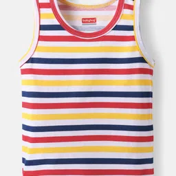 Babyhug 100% Cotton Single Jersey Knit Sleeveless Sando With Stripes - Yellow-picture-10