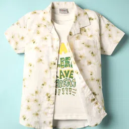 Dapper Dudes Half Sleeves Tie Dye Shirt With Eat Sleep Rave Repeat Text Printed Tee - Green-picture-12