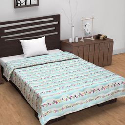 Divine Casa Turquoise Blue Printed Pure Cotton AC Room 120 GSM Reversible Single Bed Dohar-picture-32