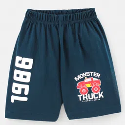 Teddy Cotton Sinker Knee Length Shorts Dinosaur Print Pack of 3 - Blue Black Red image 2