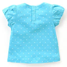 Babyhug Cotton Half Sleeves Top With Flamingo Graphics - Blue image 2