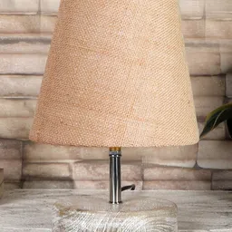 Devansh Beige Jute Round white brushed wood Table Lamp image 2