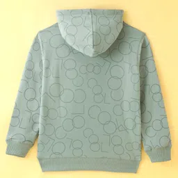 Doreme Terry Knitted Full Sleeves Pullover Hooded Sweatshirt With Text Print - Mint Green image 2